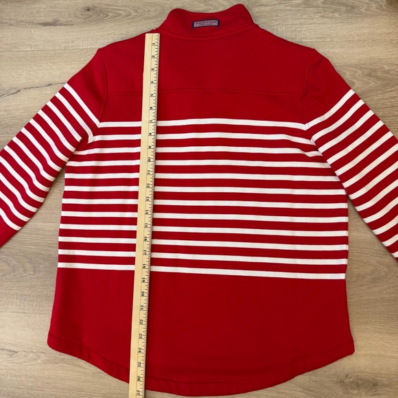 Vineyard Vines Pullover 1/4 Red Striped Relaxed Shep Shirt Soft Preppy Sz Medium - Picture 7 of 12
